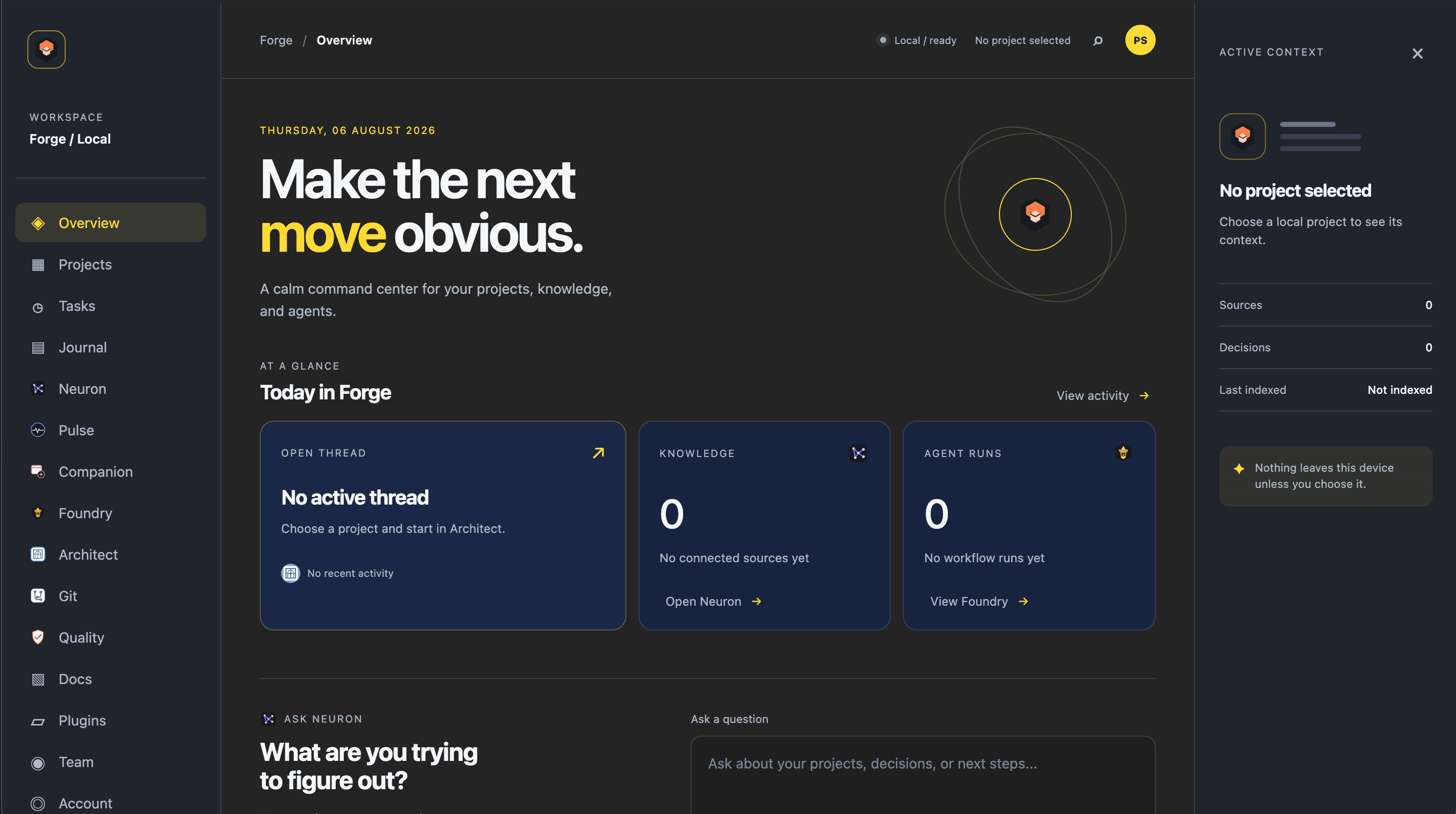 Forge workspace overview